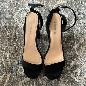JustFab Black Velvet Platform Heels